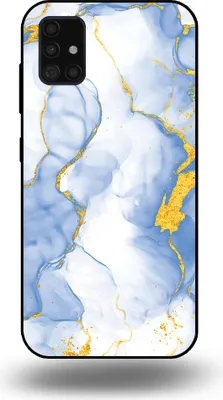 Produktbild von Smartphonica Telefon Fall geeignet für Samsung Galaxy A51 mit hellblau Gold Marmor Print - TPU Backcover Fall hellblau Gold Marmor Design