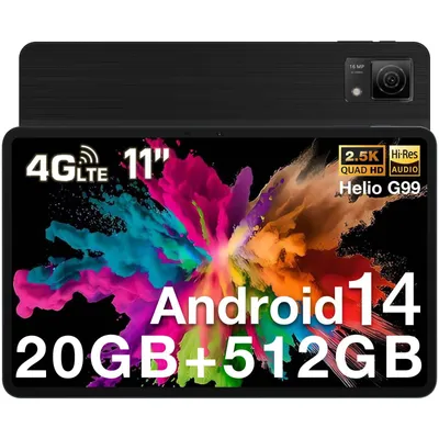Produktbild von DOOGEE T40 Android 14 Tablet,Helio G99 Octa-Core, 11 Zoll 20GB(8+12)+512GB(2TB TF), 4G LTE/BT5.0/OTG/2,5K Ultra Clear Display,8580 mAh,Schwarz