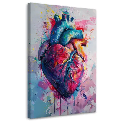 Produktbild von Leinwandbild Herz Liebe Aquarell 80x120 Feeby Bunt bild für die wand bereit zum aufhängen