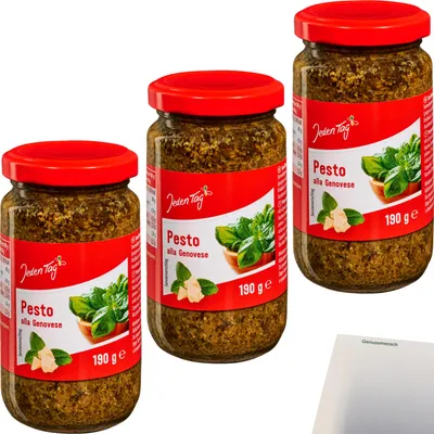 Produktbild von Jeden Tag Pesto Genovese 3er Pack (3x190g Glas) + usy Block