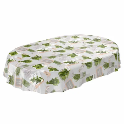 Produktbild von Tischdecke Wachstuch Essen Grau Robust Wasserabweisend Oval Breite 140 cm Länge 220 cm