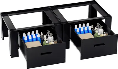 Immagine prodotto di TolleTour 2x Telaio base lavatrice con cassetto Nero Mobile base lavatrice Base lavatrice 62,5x54,5x32,5cm