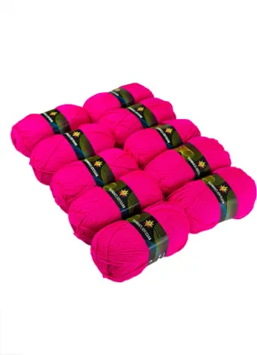 Produktbild von PSYWORK 10er-Pack 50g Schwarzlicht Wolle Neon | Pink | Strickgarn aus 100% Polyacryl | zum Häkeln & Stricken | fluoreszierend leuchtend | UV-aktiv | DIY | Basteln | StringArt