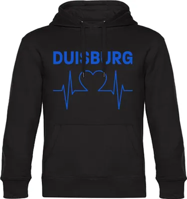 Produktbild von multifanshop Kapuzen Sweatshirt - Duisburg - Herzschlag, schwarz, Größe S