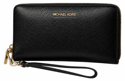 Produktbild von Michael Kors Jet Set Travel Geldbörse Logo Geldbeutel Portemonnaie Large Groß – Black Gold