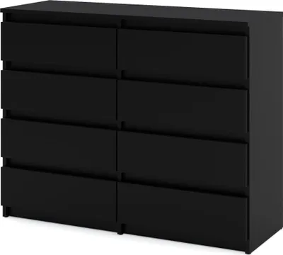 Zdjęcie produktu dla Komoda Czarna 8 Szuflad Hugo Pojemna Szafka Rtv 120Cm Loft Salon Sypialnia