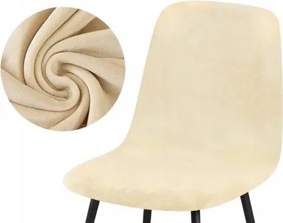 Produktbild von MEBLE ODNOWA Velours Stuhlbezug Creme für skandinavischen Stuhl – elastischer, dicker Stuhlüberzug