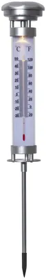 Produktbild von Solar Thermometer ,Celsius' , Bodenstecker mit Dämmerungssensor , warmweiß , H 57cm