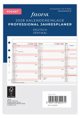 Produktbild von Filofax Kalendereinlage Pocket Professional Jahresplaner deutsch 2028