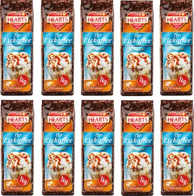 Zdjęcie produktu dla HEARTS mrożona kawa karmelowa 10 x 1 kg opakowanie magazynowe letni napój dla gastronomii