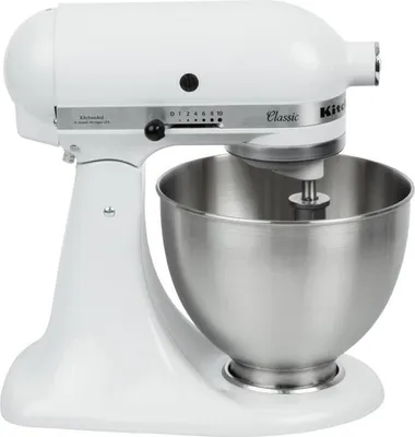 Produktbild von KitchenAid 5K45SS, Standmixer, Edelstahl, Weiß, Schlagen, Kneten, Mixen, Rührer, 4,3 l, 220 RPM, Direct Drive