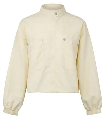 Produktbild von Damen Jacke weiss Gr. L mit Stehkragen, Reißverschluss und funktionellen Taschen aus leichtem Webstoff.