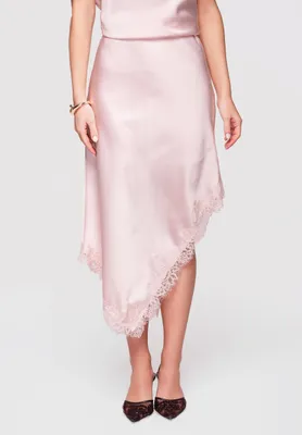 Produktbild von LARICA Midi Rock Asymmetrisch Satin Elegant OW-GL-E0003 rose M