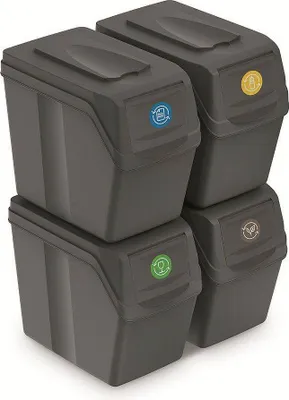 Immagine prodotto di Sada 4 odpadkových košů SORTIBOX I - objem: 4x20 l, barva: šedý kámen