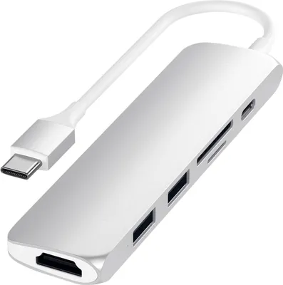 Image de Satechi Type-C USB Passthrough HDMI Hub V2 Argent USB-C vers HDMI