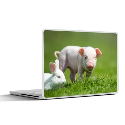 Produktbild von MuchoWow® Laptop Aufkleber Sticker Cover Ferkel - Kaninchen - Tiere 36.5x27.5 cm - Laptop-Sticker