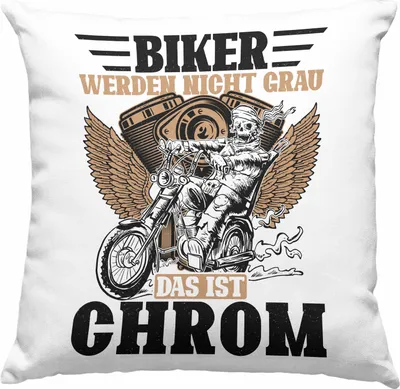 Produktbild von Trendation - Biker Werden Nicht Grau Das Ist Chrom Deko-Kissen mit Füllung 40x40 Geschenk Motorradfahrer Biker Geschenkidee (Rosa)