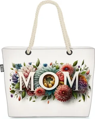 Produktbild von VOID Muttertag Mama Blumen Liebe Strandtasche Shopper 58x38x16cm 23L XXL Einkaufstasche Tasche Reisetasche Beach Bag