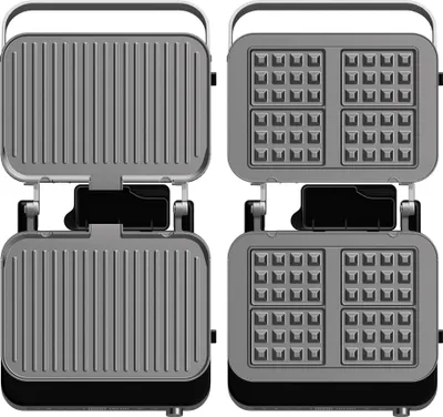 Produktbild von TurboTronic Kontaktgrill - CG1W - 2000 W, wechselbare Platten für belgische Waffeln, 180° Öffnung, Tischgrill, Paninimaker, Burgergrill, Sandwichmaker