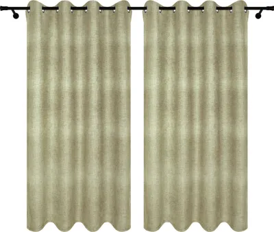 Zdjęcie produktu dla Voppi Zielone zasłony z lnianym wzorem 140x240 cm przelotki kółka oczka - komplet 2 zasłon
