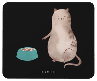 Produktbild von Mr. & Mrs. Panda Mauspad Katze Fressen - Schwarz - Geschenk, Mouse Pad, pc, Mousepad, mousematte