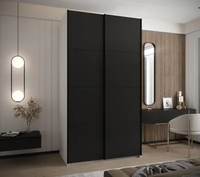 Produktbild von Zweitüriger Kleiderschrank SAMARA 1 - 140 cm, weiß/schwarz/schwarz