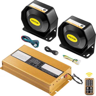 Produktbild von VEVOR 2 výstražný reproduktor do auta 400 W 12 V, siréna do auta 8 tónov univerzálna policajná, požiarna siréna, klaksón, reproduktor, výstražný klaksón z plastu, výstražný reproduktor s ručným mikrofónom