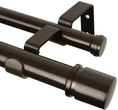 Productafbeelding van Ibenzoa® Uittrekbare gordijnroede, 80–218 cm, metalen roede met twee rails, diameter 25 mm (0,6 mm), maximale belasting 15 kg, geschikt voor ramen van 50–210 cm, kleuren: zwart/brons/zilver
