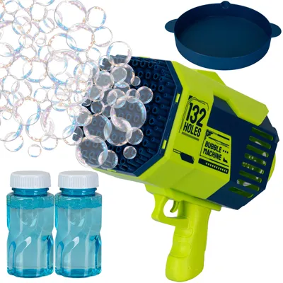 Produktbild von COIL Seifenblasenpistole, Seifenblasenmaschine, Automatischer Bubble Machine, 1000+ Blasen/Minute, LED, USB-Kabel, 132 Löcher, 2x100 ml, Grün
