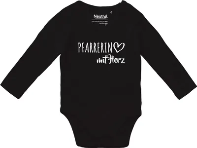 Produktbild von Huuraa Baby Body Pfarrerin mit Herz 62 Black  Baumwolle Fairtrade Langarmbody Geschenkidee