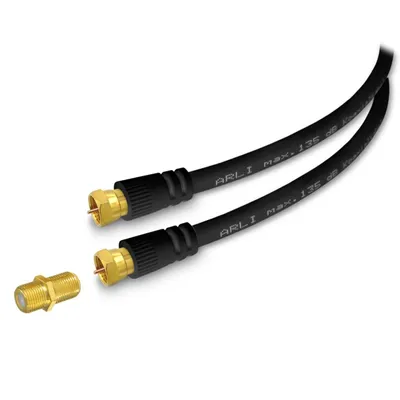 Produktbild von 1m ARLI HD Sat Verlängerungskabel schwarz – max. 135 dB 5-fach geschirmt | vergoldete F-Stecker mit F-Verbinder | DVB-S/S2 DVB-T/T2 DVB-C/C2 4K 8K