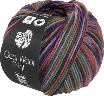 Produktbild von Lana Grossa COOL WOOL PRINT 50 g pflegeleichtes Strickgarn aus extrafeiner Wolle 160 m Farbe 838 - Hellblau/Graugrün/Camel/Erika/Blaulila