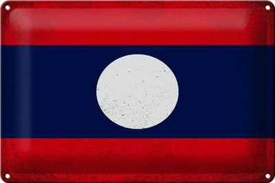 Produktbild von Blechschild Flagge Laos 30x20cm Flag of Laos Vintage