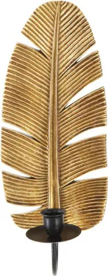 Produktbild von FURNLUX Kerzenhalter Blattgold 13cm / Hauptfarbe: Gold / Abmessungen: 13 x 32 x 9 cm