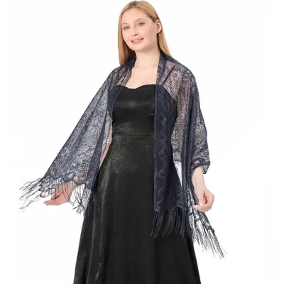 Obrázok produktu pre Čipkovaný šál - Modrá | Elegantný doplnok KP33773