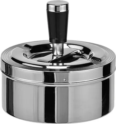 Produktbild von Drehaschenbecher - 1x - verchromt - 11 cm - Druckaschenbecher - Sturmaschenbecher
