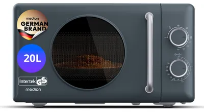 Produktbild von MEDION Retro Mikrowelle mit Grill - 20 Liter klein & kompakt - dunkelgrau