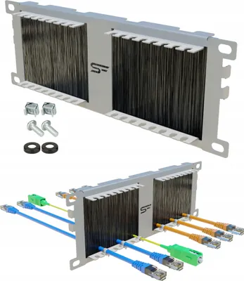 Obrázek produktu pro Organizér na 10" 2U RACK kabely s kabelovou průchodkou s kartáčem Stalflex