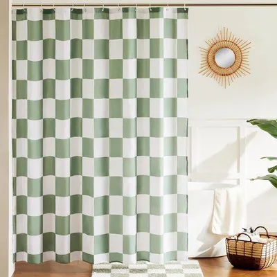 Produktbild von Duschvorhang Retro Karomuster - Salbeigrün, 180 x 180 cm