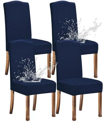 Productafbeelding van Stuhelhoesjes van jacquardweefsel, waterdicht, marineblauw, set van 4