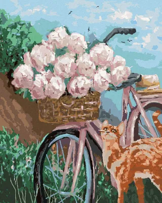Produktbild von Zuty - Malen nach Zahlen - PFINGSTROSEN IM KORB AUF EINEM FAHRRAD, 40x50 cm, ohne Keilrahmen