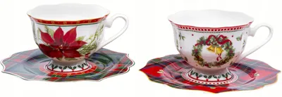 Produktbild von Domdekoracji 173397 Weihnachts-Tassen Set 220ml Porzellan