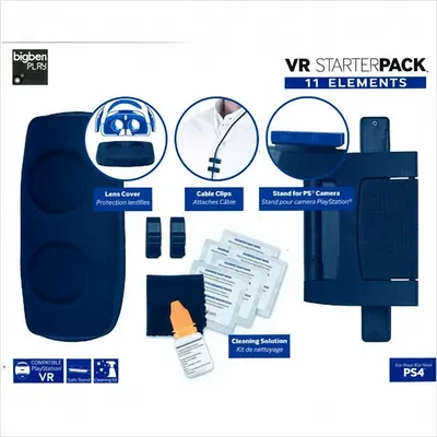 Produktbild von BigBen PS4 VR Starter Set [Kabel-Befestigungsclips, Kamera-Stand, Reinigungszubehör, Schutzkappen für die Lisen der VR-Brille, Hygiene-Schutz]