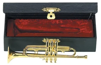 Immagine prodotto di GEWA - Strumento in miniatura: Tromba in ottone, 15 cm - Modello non funzionante