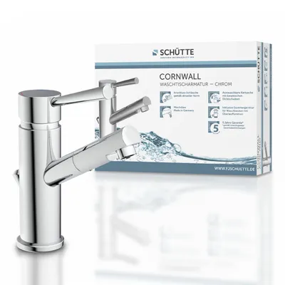 Waschtischmischbatterie, Einhebel, Chrom, Metall, Hochdruck