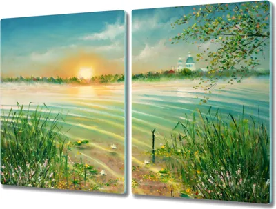 Produktbild von Coloray Schneidebrett Herdabdeckplatte 2x40x52 cm Kochplattenabdeckung Küchenbrett Hackbrett - Malerei Natur Fluss Wasser