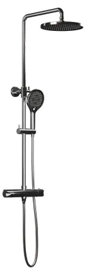 Produktbild von Duschsäule Thermostat 8221 BASIC - Edelstahl - Chrom/Schwarz, matt - Inkl. Handbrause & Regendusche