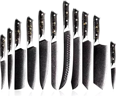 Produktbild von s Damast Küchenmesser Set Wakana - 11 Stück in Schwarz/Gold KP35136
