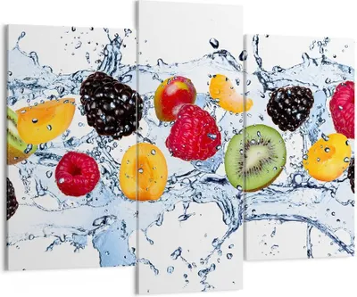 Produktbild von Bild auf Leinwand - Leinwandbild - Wasser Früchte frisch Essen - 130x100cm - Wand Bild - Wanddeko - Leinwanddruck - Bilder - Kunstdruck - Wanddekoration - Leinwand bilder - Wandkunst - CB130x100-2675