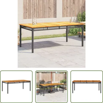 Obrázek produktu pro The Living Store zahradní stůl černý 180x90x75 cm polyratan akáciové dřevo